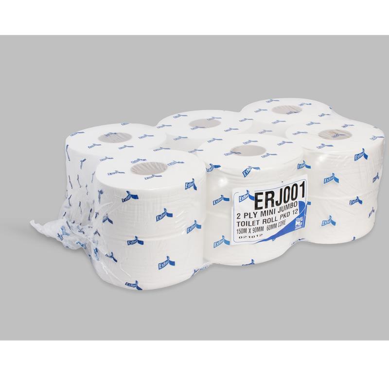 MINI JUMBO TOILET ROLLS 150MTR 60MM CORE (RECYCLED)